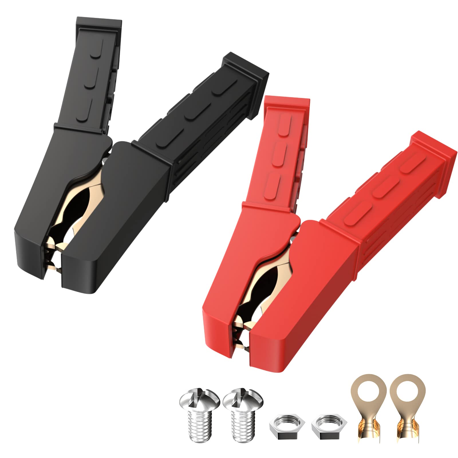 Heavy Duty 500A Pure Copper Crocodile Clamps - 2PCS Battery Jumper Cable Clips for Car, Boat & Automotive Vehicles | Ideal for Battery Charging, Welding & Power Replacement