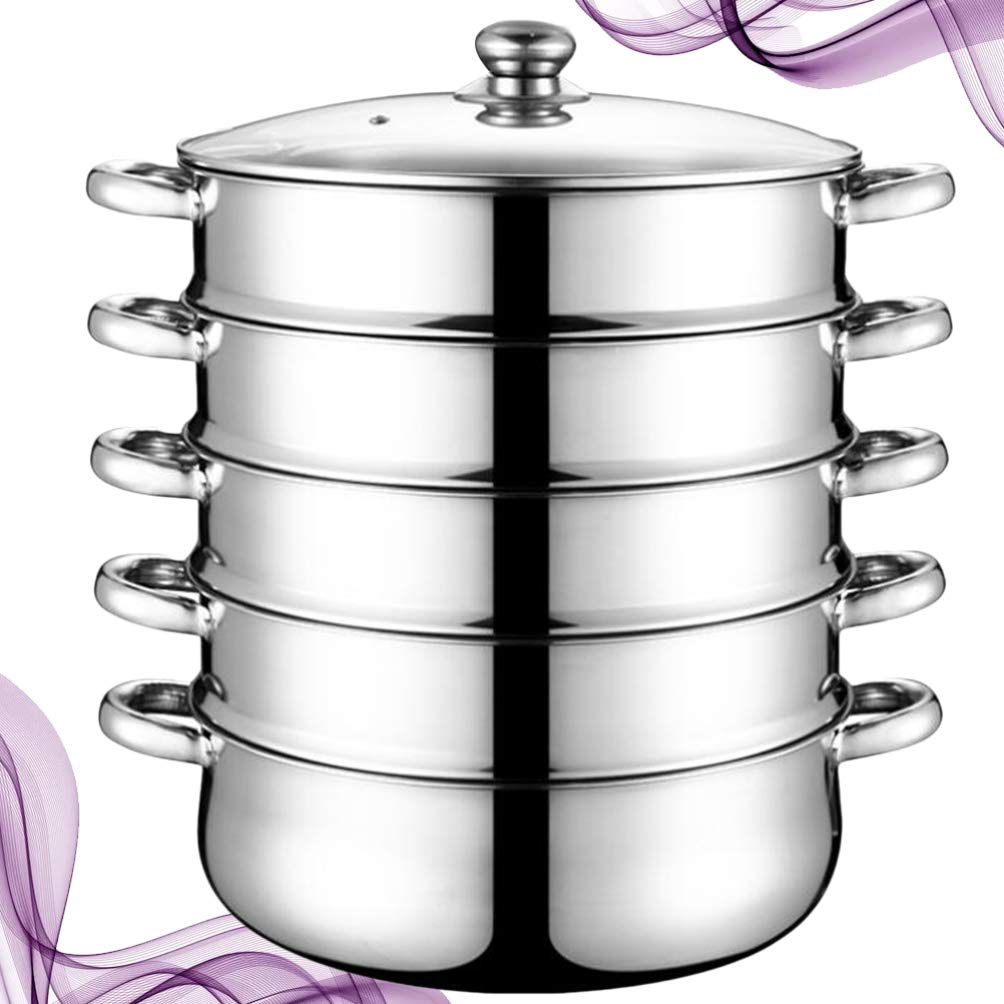 DOITOOL 5-Tier Stainless Steel Steamer Pot Set with Lid - 30cm Multi-Layer Cooking Pot for Vegetables, Dumplings & Seafood | Perfect for Home Kitchen, Restaurants & Asian Cuisine