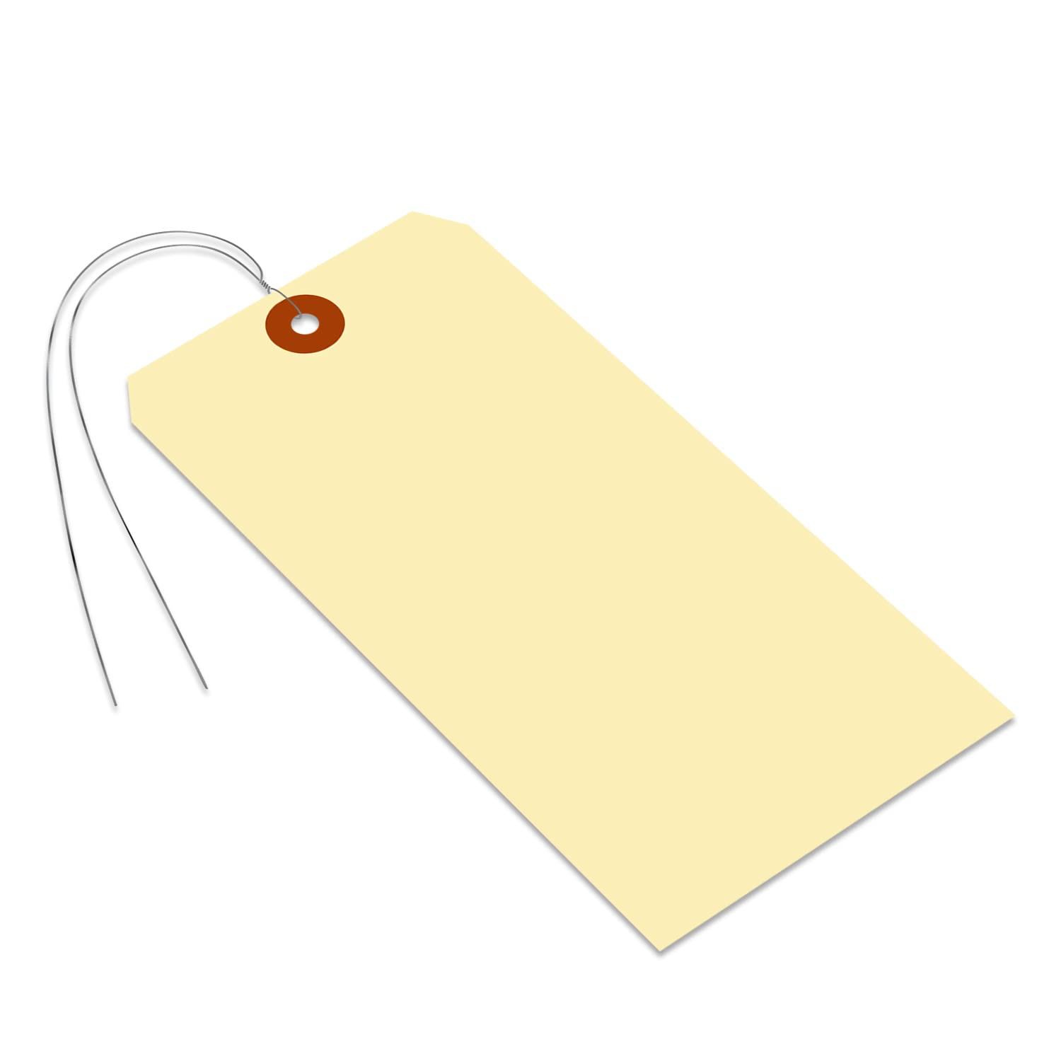 SmartSign Blank Manila Shipping Tags with Wire - Pack of 100, Size-10 (7.25 x 3.625 Inch) - 15pt Thick Prewired Cardstock Tags with Reinforced Fiber Patch - Perfect for Inventory Labeling, Warehouse Organization & Retail Price Tagging