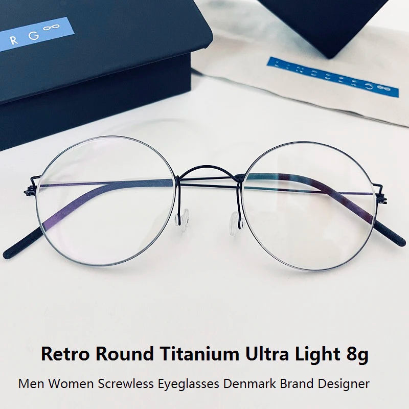 Unisex Full Rim Oval Round Screwless Titanium Eyeglasses 45135 - Lightweight & Durable Frame for Men & Women - Perfect for Reading, Work & Everyday Use