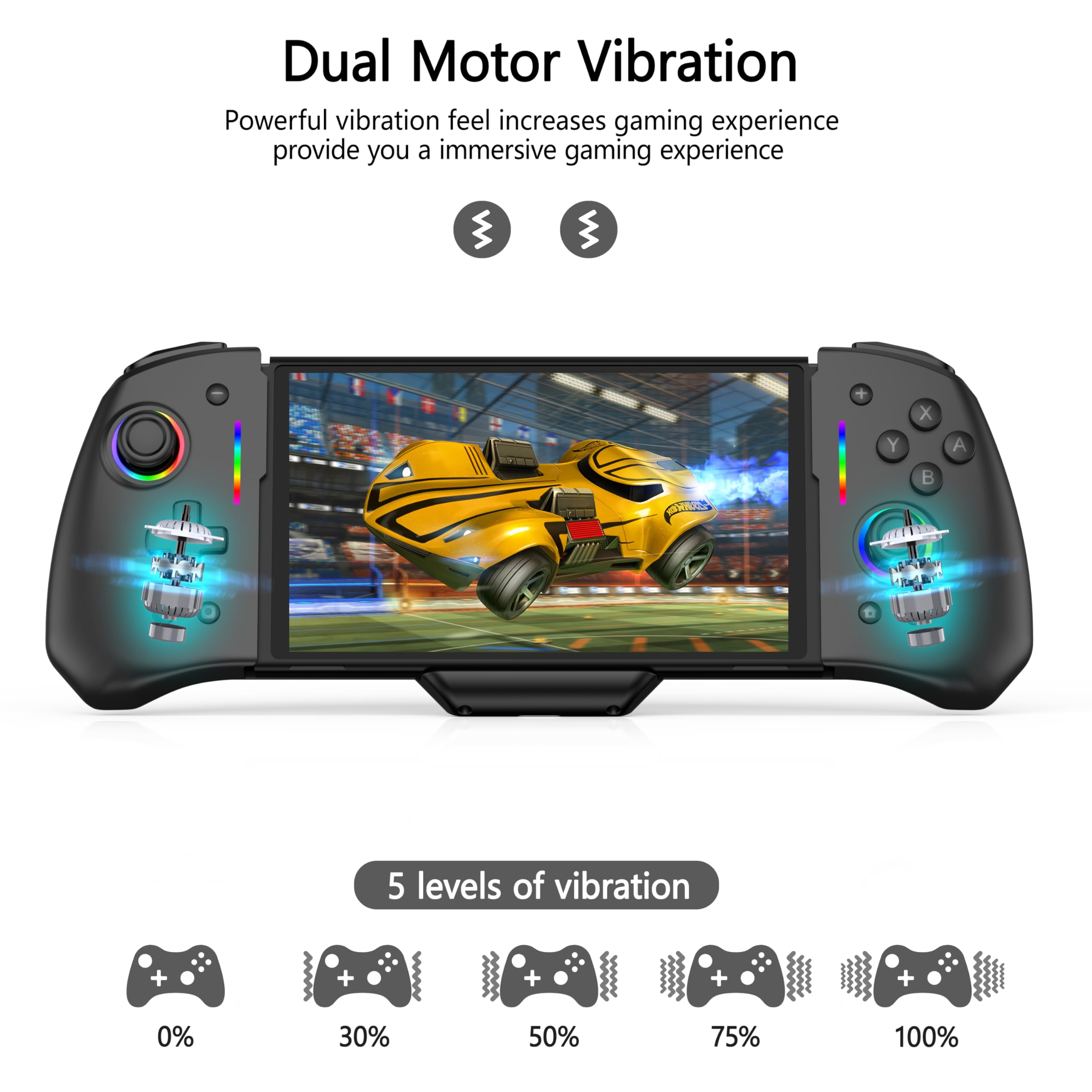 RREAKA Wireless Switch Controller for Nintendo Switch/OLED - Ergonomic Joypad with 9 Color LED Lights, Replacement for Nintendo Switch Joy-Con - Perfect for Gaming at Home, Travel & Multiplayer Sessions