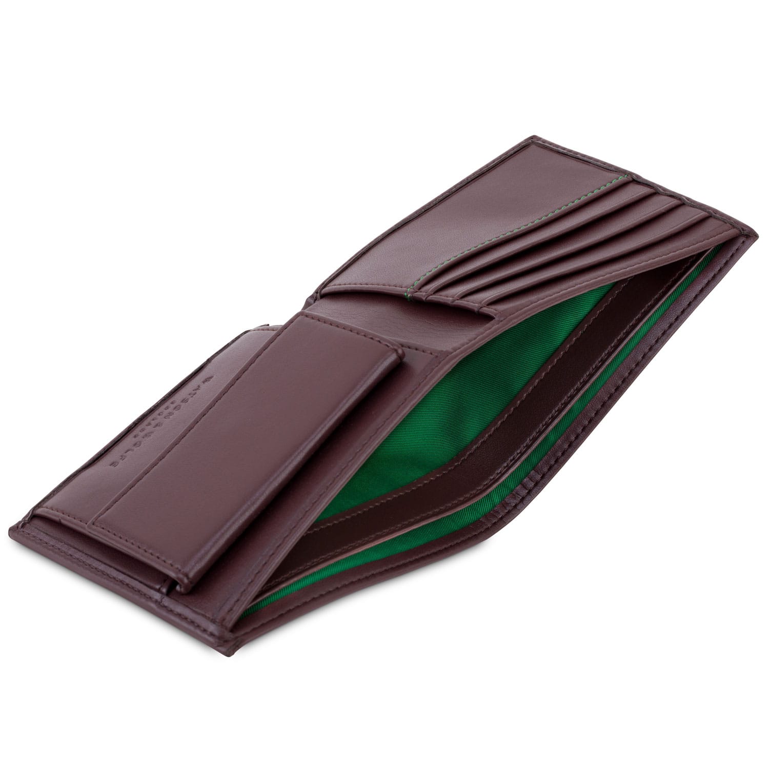 Vegan Leather Coin Wallet for Men & Women - Chestnut Brown & Emerald Green - Slim RFID Blocking Bifold Wallet for Everyday Use & Travel
