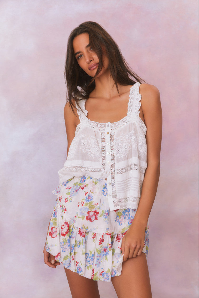 Floral Ruffle Mini Skirt for Women - Summer A-Line Skirt with Elastic Waist | Perfect for Beach, Party, and Casual Outfits
