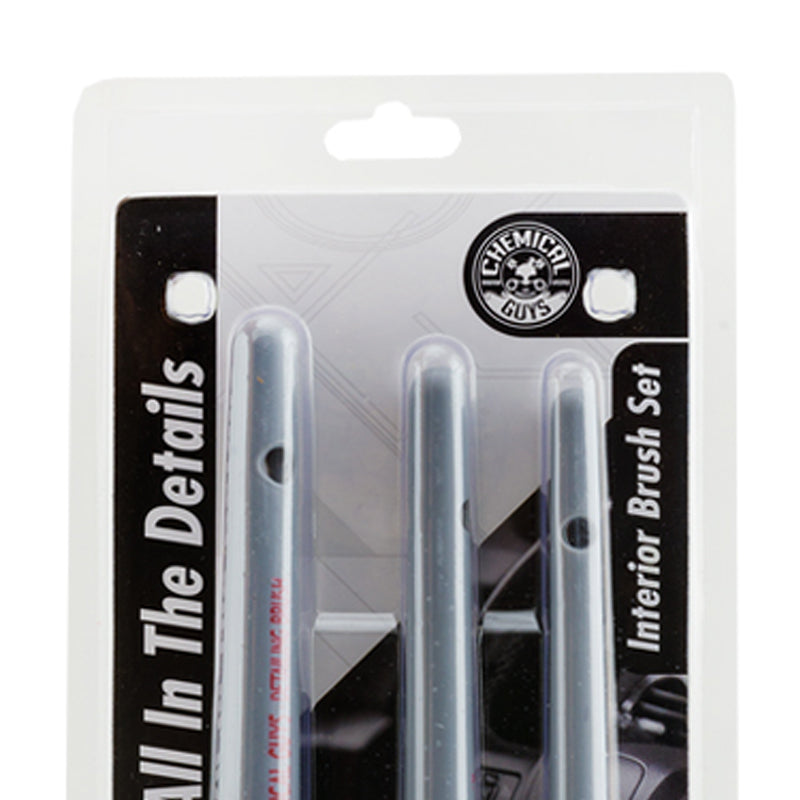 Chemical Guys Interior Detailing Brushes (3 Pack) - Premium Car Cleaning Kit for Dashboard, Vents & Hard-to-Reach Areas - Perfect for Auto Detailing & Interior Car Care