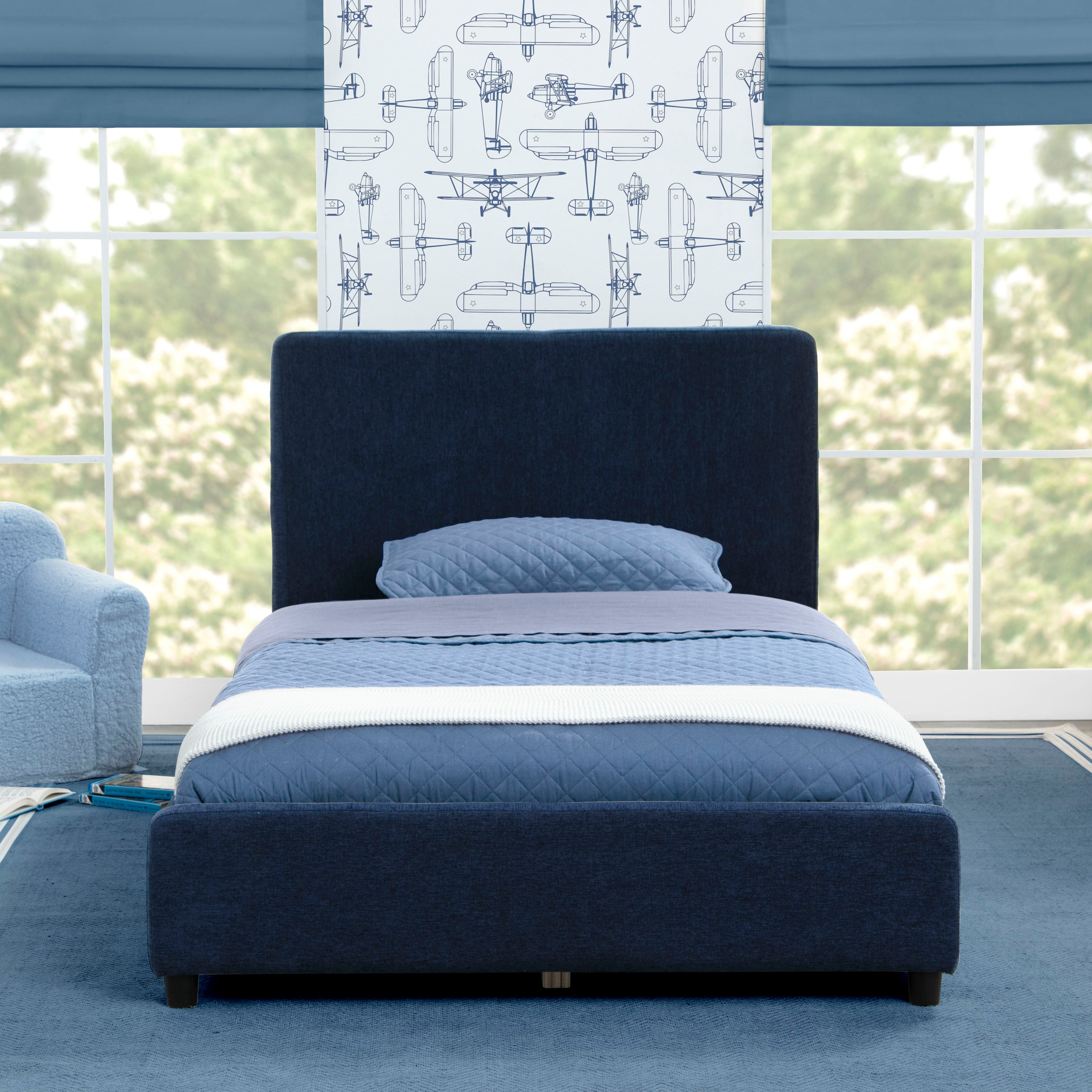 Upholstered Twin Bed with Headboard - Soft Fabric Bed Frame for Kids & Teens - Perfect for Bedrooms, Dorms & Guest Rooms