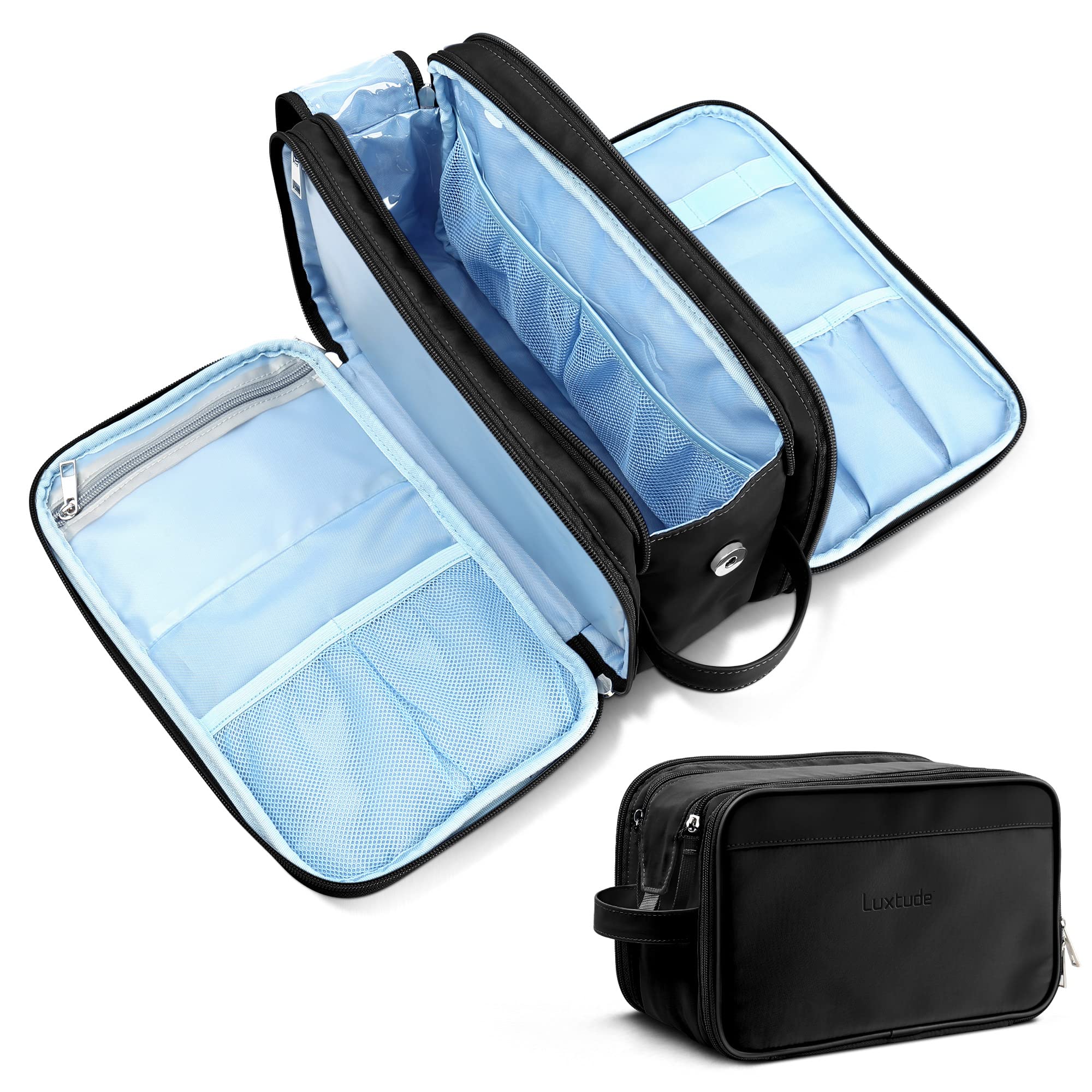 **Luxtude Water-Resistant Travel Toiletry Bag for Men – Large Shaving Dopp Kit with Double Zipper, Compact Cosmetic Organizer for Toiletries & Shaving Supplies – Perfect for Travel, Gym & Bathroom Storage**