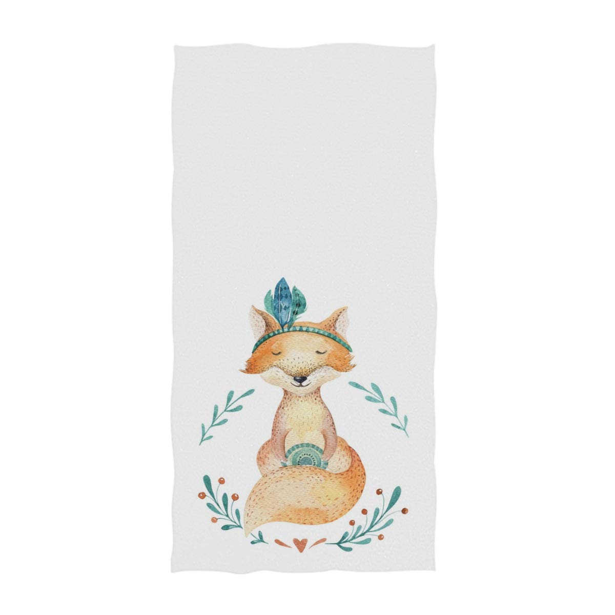 Cute Baby Fox Boho Style Soft Absorbent Hand Towels - 16x30 Inches Multipurpose for Bathroom, Hotel, Gym & Kitchen - Perfect for Guest Bathrooms, Spa Days & Boho Home Decor (White)