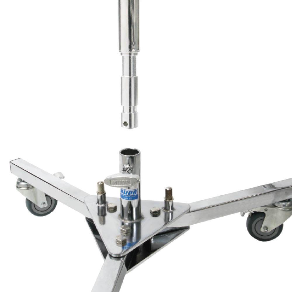 350 Silver Chrome Steel Runway Base Stand with Junior Pin Receiver - Heavy Duty Display Stand for Fashion Shows, Jewelry Exhibitions & Retail Store Displays