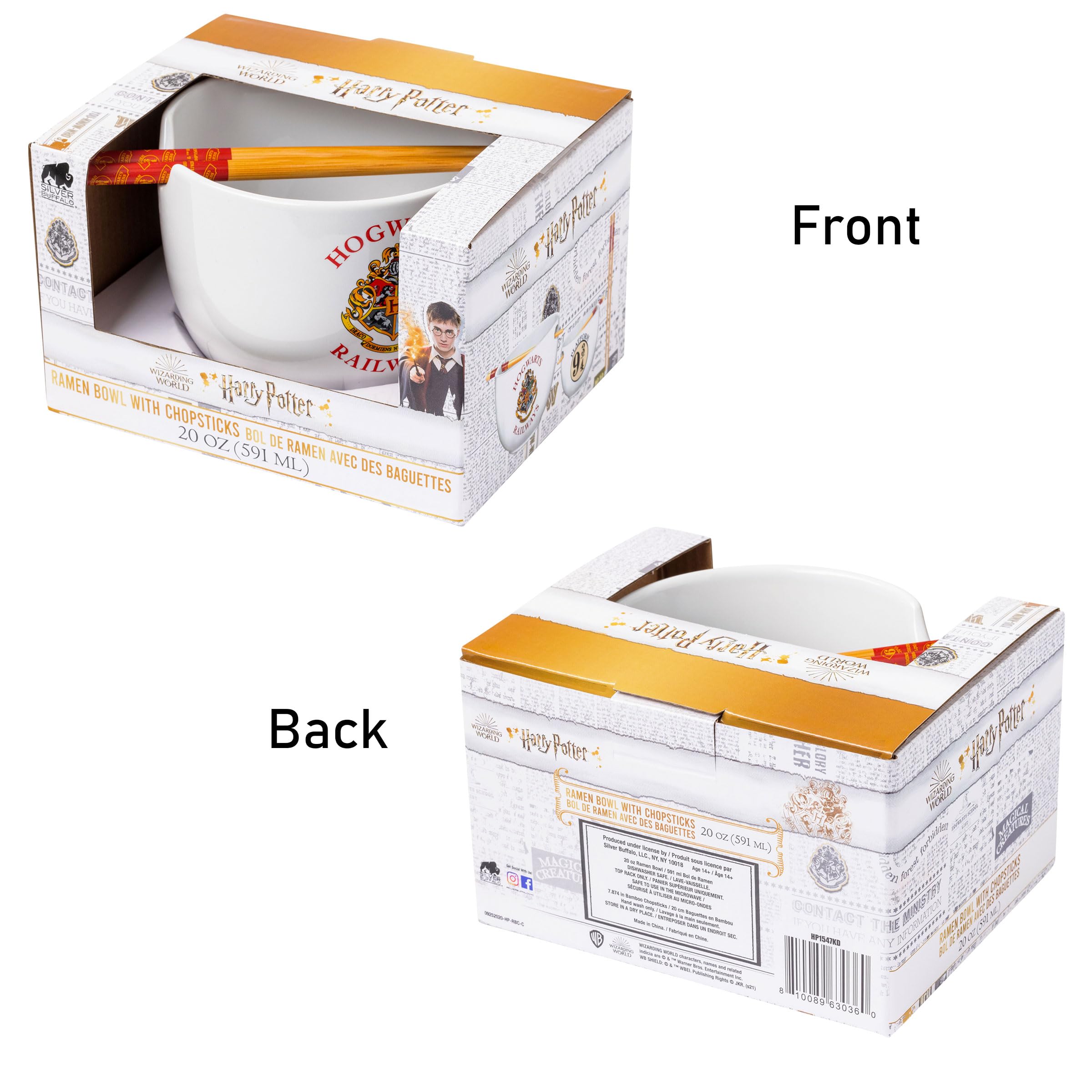 Harry Potter Hogwarts House Crest Ceramic Ramen Bowl Set - 20oz Microwave Safe Noodle & Rice Bowl with Chopsticks - Perfect for Anime Fans, Ramen Lovers & Harry Potter Collectors