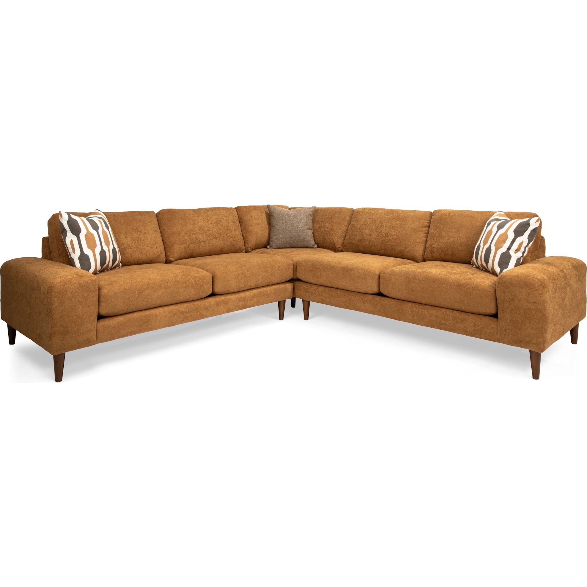 Abby 3-Piece Sectional Sofa Set in Zodiac Umber Brown - Modern L-Shaped Couch for Living Room, Family Room & Home Theater