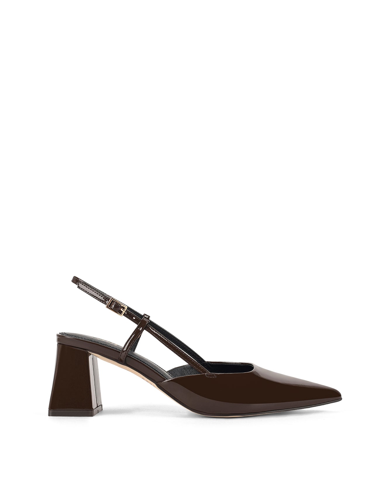 Yasmine Slingback Heels for Women - Chocolate Brown Patent Leather Dress Shoes - Comfortable High Heels for Party, Wedding & Office Wear