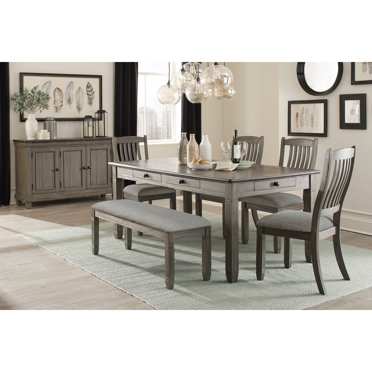 Granby Grey 5-Piece Dining Set - Modern Kitchen Table & Chairs for Small Spaces - Perfect for Apartments, Breakfast Nooks & Cozy Family Meals