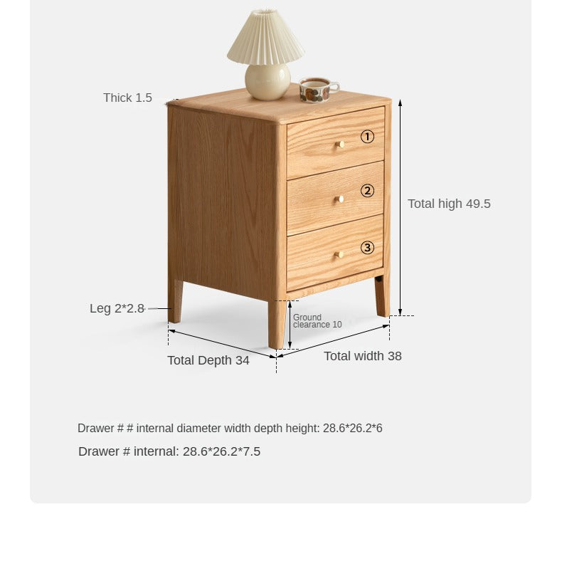 Solid Wood Nightstand - Oak & Cherry Wood Bedside Table for Bedroom, Modern & Rustic Style | Perfect for Bedrooms, Guest Rooms & Home Decor