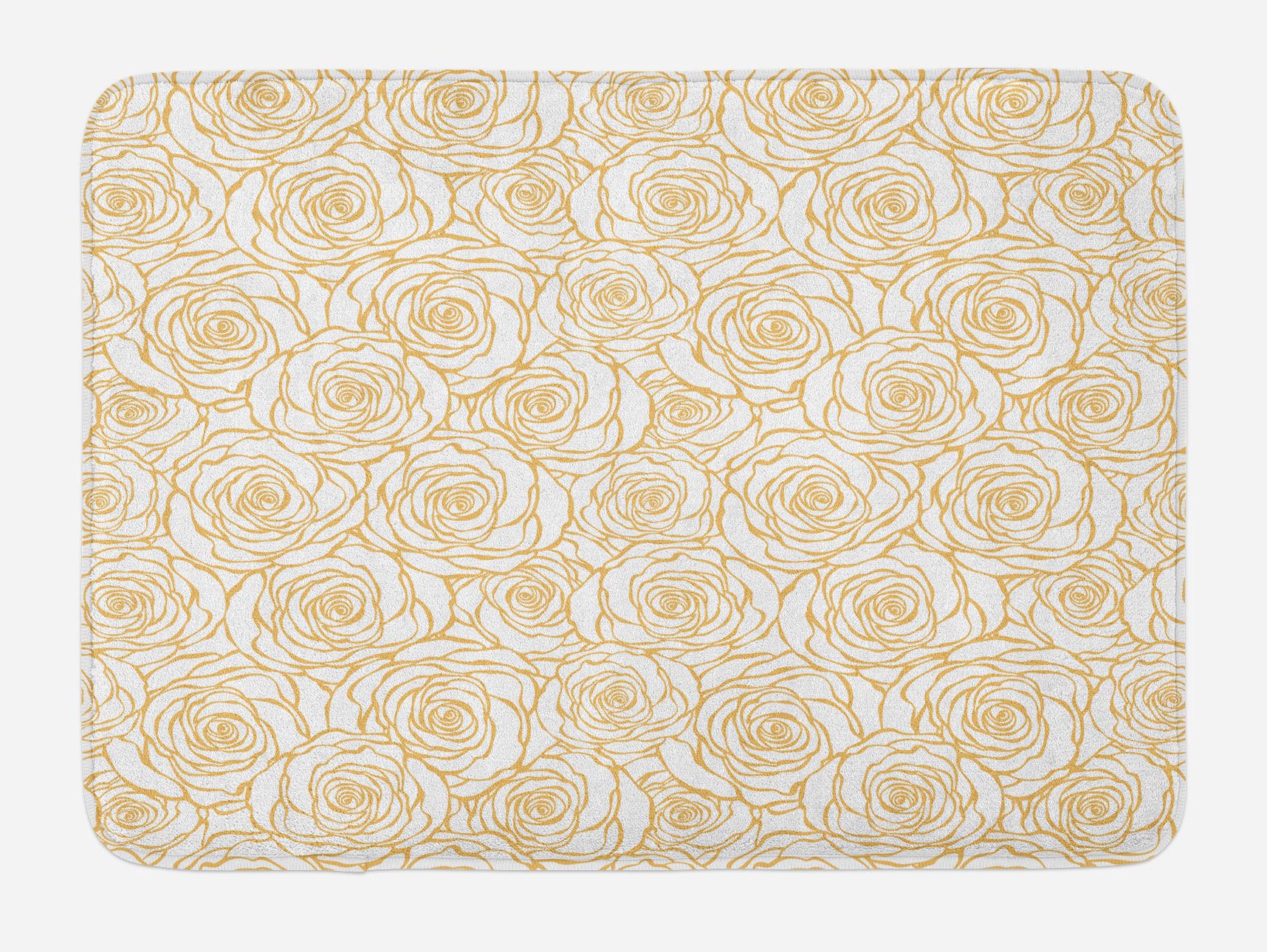 Ambesonne Contemporary Bath Mat - Art Deco Floral Pattern with Roses, Romantic Abstract Bouquet Design, Non-Slip Plush Bathroom Rug, 30.2 x 20 Inches, Peach & White - Perfect for Modern Bathrooms, Guest Suites & Spa-Like Retreats