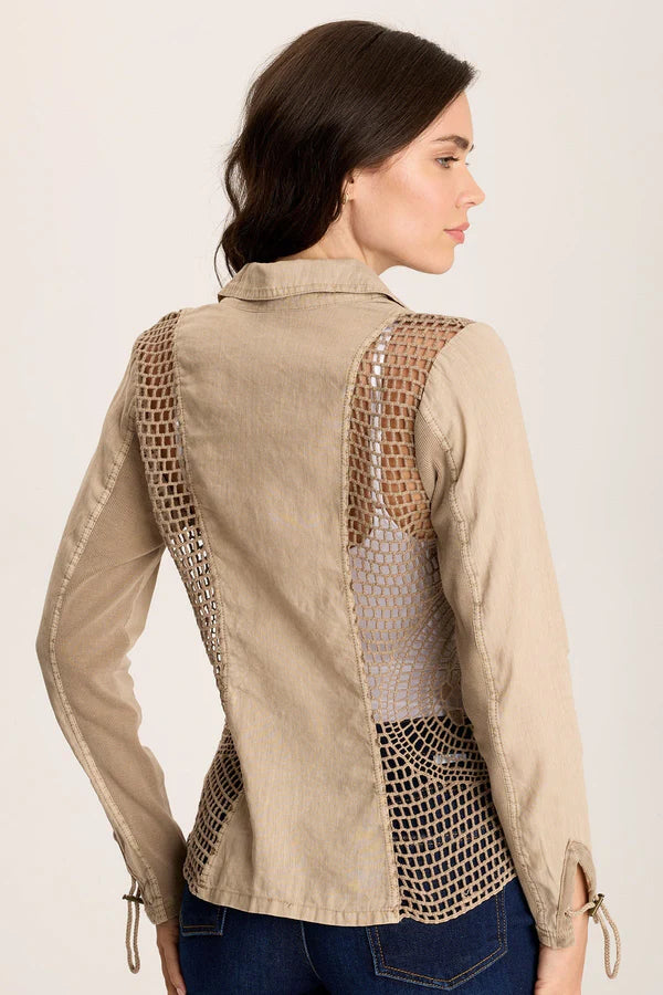 Contessa Crochet Linen Blazer for Women - Elegant Summer Jacket with Tanglewood Design | Perfect for Office Wear, Weddings & Outdoor Events