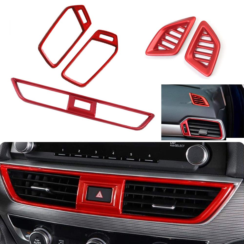 ABS Plastic Car Center Console Air Vent Trim Cover - Interior Decoration Accessory for Honda 10th Gen Accord 2018-2022 Models (Red) | Upgrade Your Car Interior & Protect Air Vents from Dust