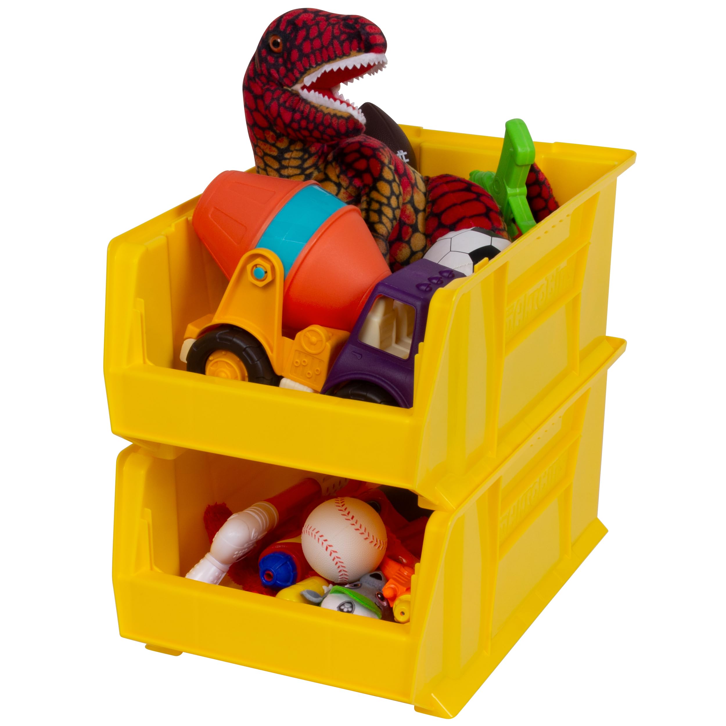 Akro-Mils 30281 Super-Size AkroBins Plastic Storage Bins - 3-Pack Yellow Stackable Organizer Bins (20