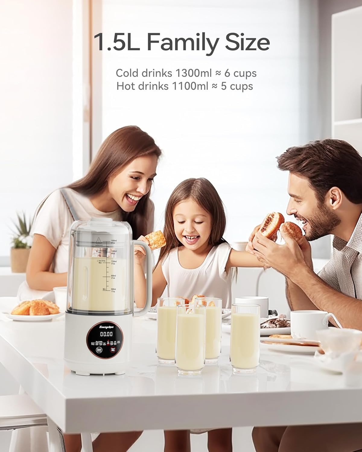 50oz Automatic Nut Milk Maker - Homemade Soy, Almond & Oat Milk Machine with Auto Clean, Boil & Keep Warm | Includes Spin Clean Brush & Nut Milk Bag | Perfect for Vegan, Dairy-Free & Keto Diets | Great for Breakfast Smoothies, Coffee Creamer & Healthy Snacks
