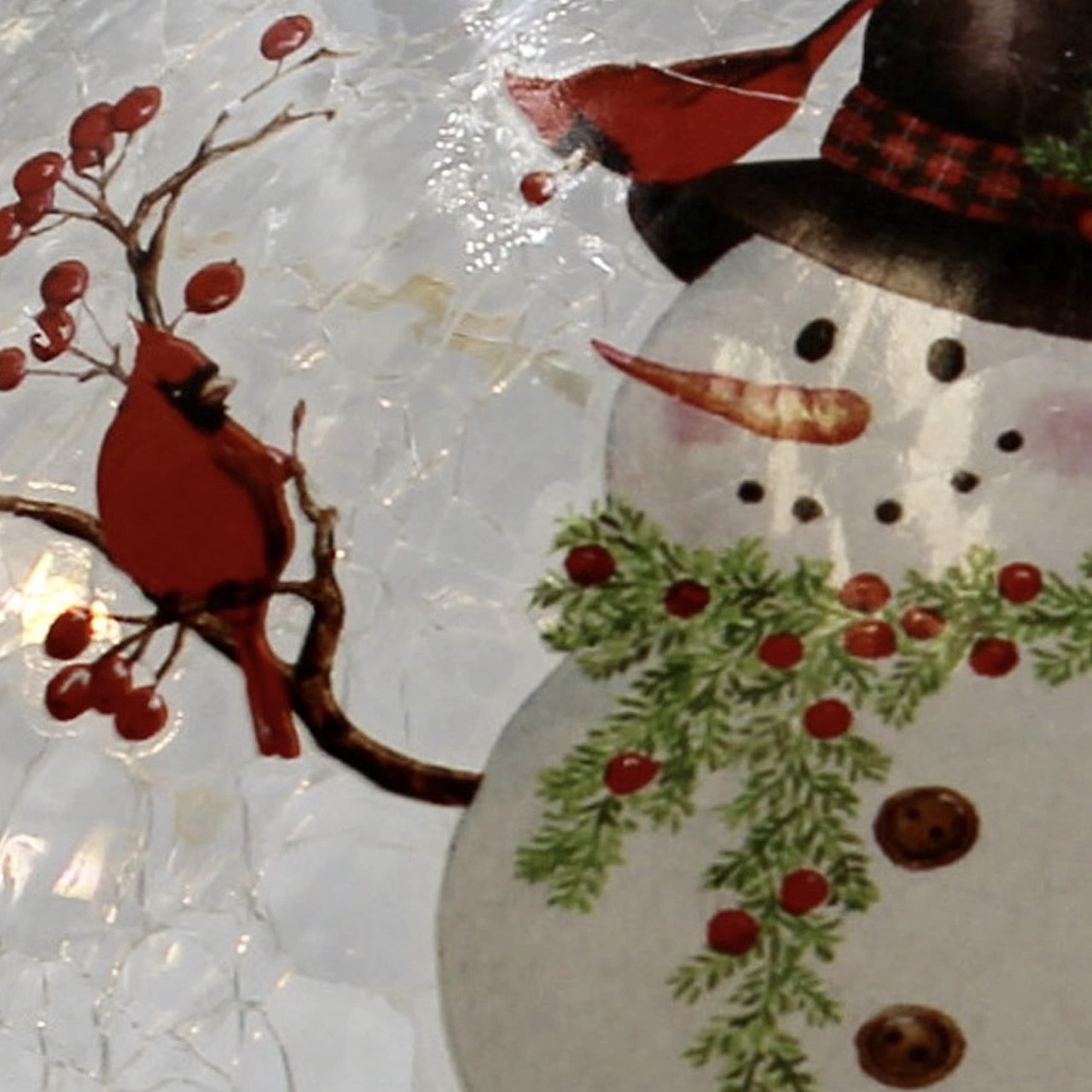 Snowman with Cardinals Crackle Glass Globe - LED Light Up Christmas Ornament - Battery Operated Holiday Home Decor (Requires 3 AA Batteries) - Perfect for Mantel, Tabletop & Holiday Gift Giving