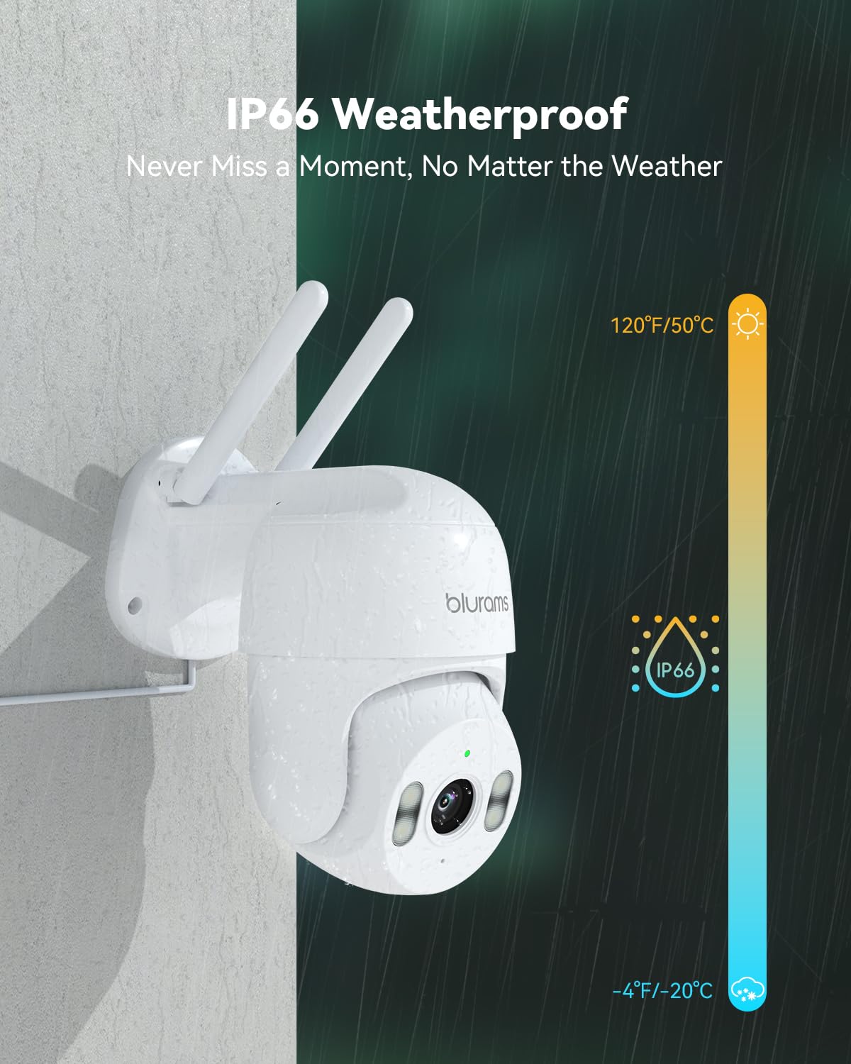Blurams 2K Outdoor Security Camera with 360° PTZ, Motion Detection Tracking, Color Night Vision & Two-Way Audio - IP66 Weatherproof, 2.4GHz WiFi, Alexa Compatible - Ideal for Home Security, Garage Monitoring & Backyard Surveillance