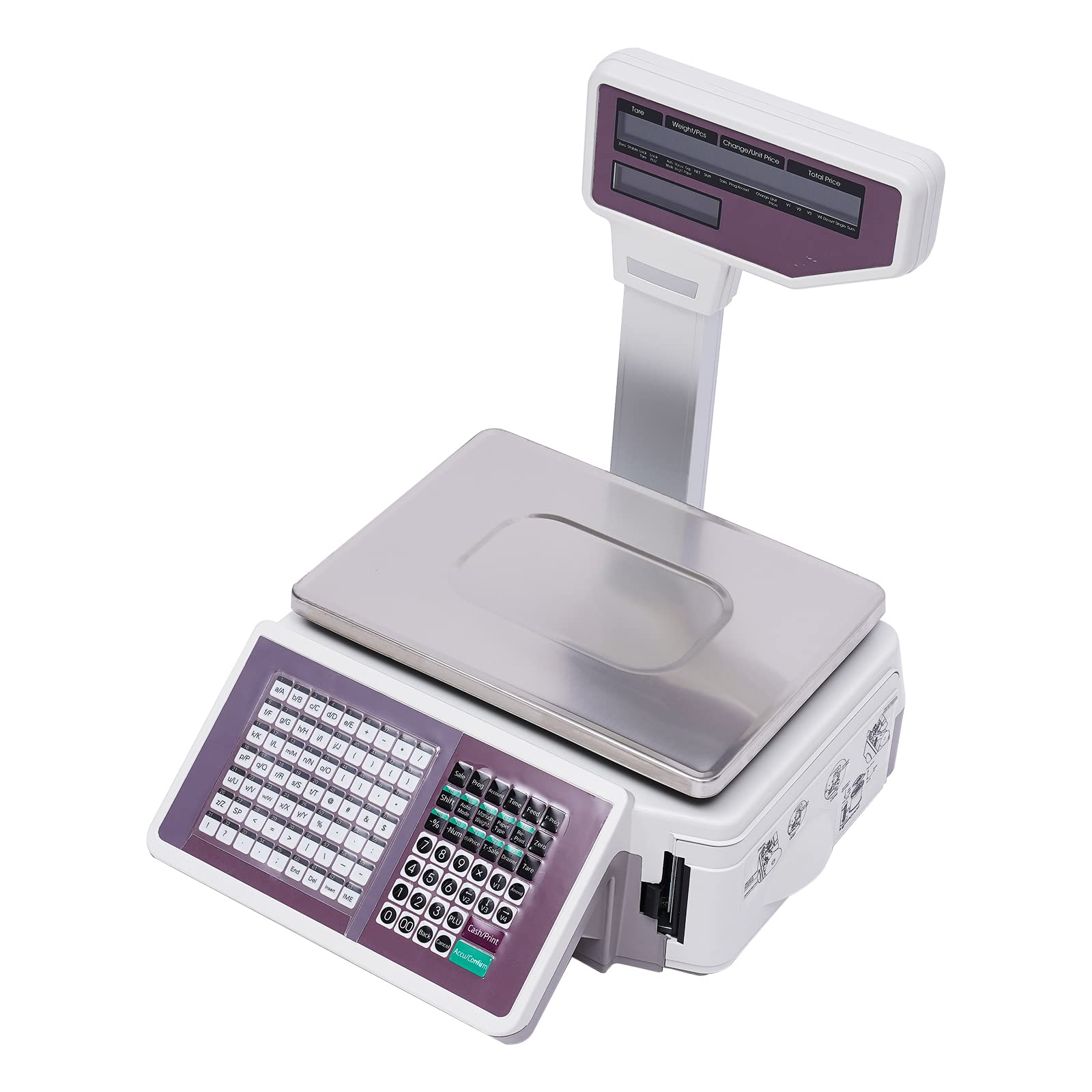 Commercial Price Computing Scale with Thermal Label Printer - 66lb Capacity, Pole Display & Mobile App for Supermarkets, Retail Stores, and Farmers Markets | Perfect for Checkout Counters, Inventory Management, and Shipping Departments