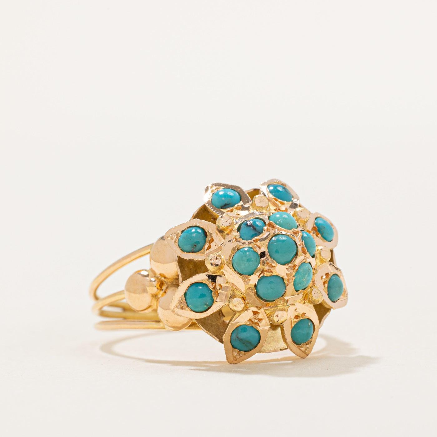 Turquoise Cocktail Ring for Women - 0.75 Carat Total Weight (CTW) - Size 8.5 - Vintage Inspired Statement Jewelry for Parties, Weddings & Special Occasions