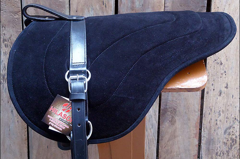 HILASON Natural Horsemanship Leather Bareback Western Treeless Saddle Pad for Horses - Comfortable & Durable Western Riding Pad for Trail Riding, Training & Show - Bareback Pad for English & Western Riding