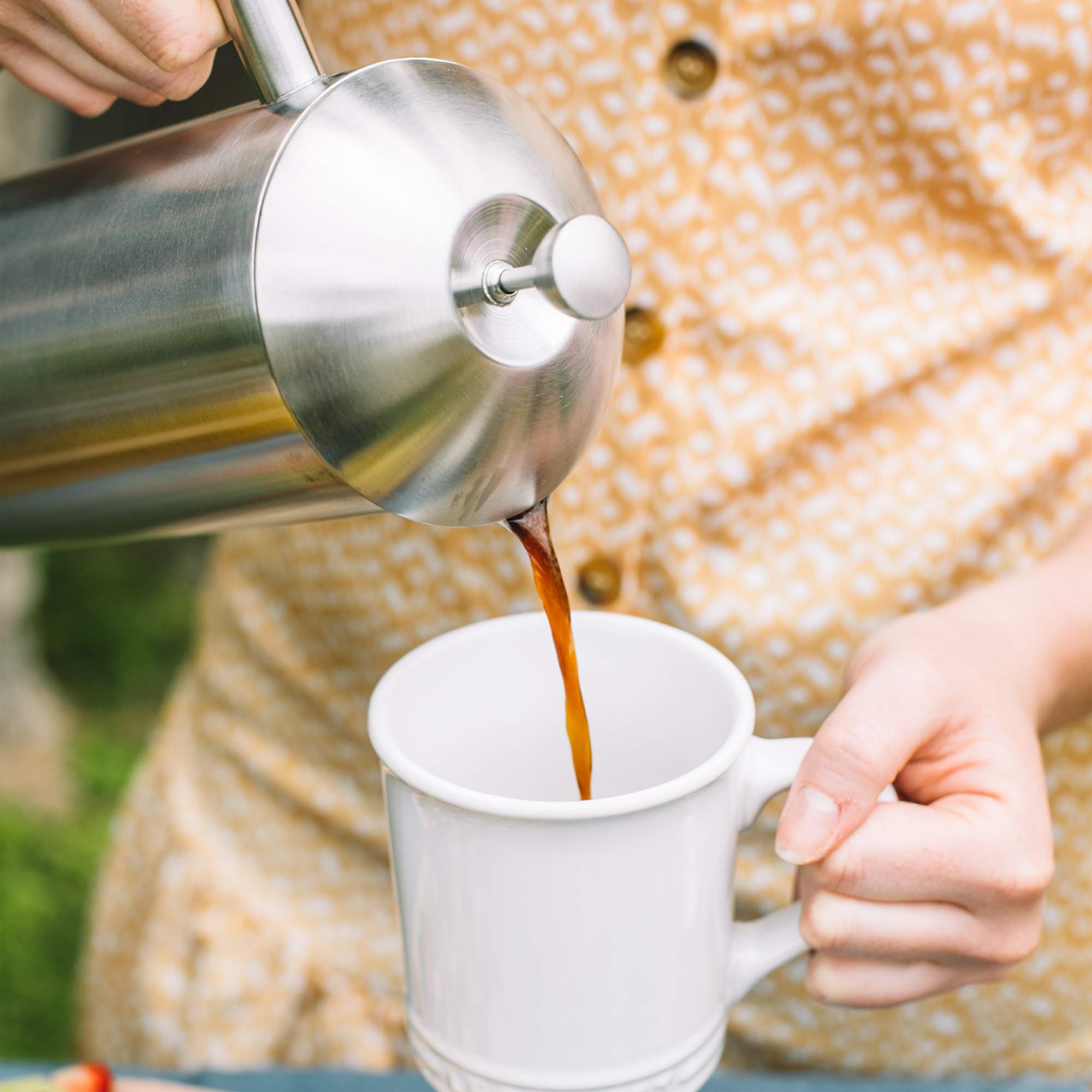 Frieling 17oz Double-Walled Stainless Steel French Press Coffee Maker - Insulated & Durable for Camping, Travel, Office & Home Use - Brushed Finish Keeps Coffee Hot Longer