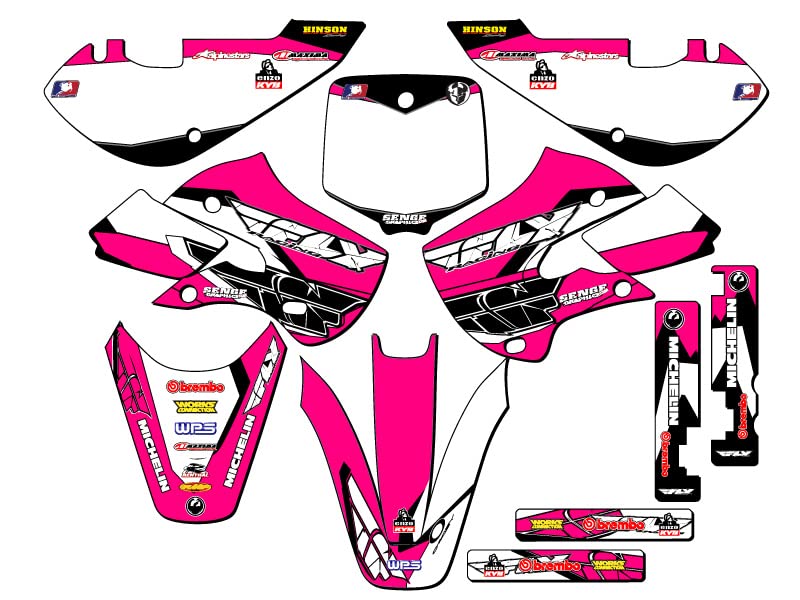 RM 65 13 Fly Pink Senge Graphics Complete Kit for Suzuki Dirt Bikes - Motocross & Off-Road Racing Decal Sticker Set for All Years - Durable Vinyl for Bike Customization & Protection