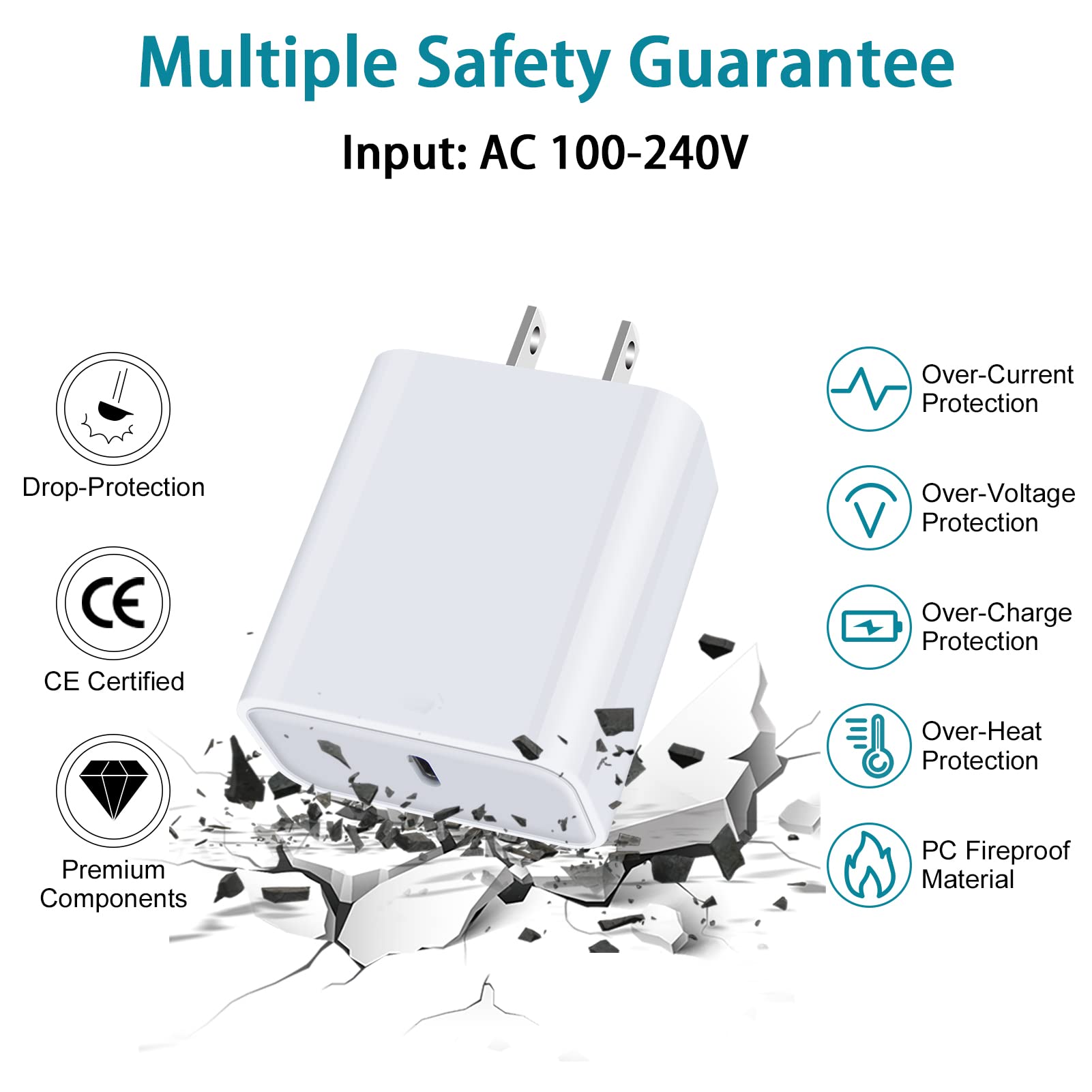 20W USB C Fast Charger Block & 6FT Type C to C Cable - Compatible with Samsung Galaxy A16 5G, A54, A14, A15, S25, A03s, S24, S23, A23, S21FE, S22 Ultra, A13, A53, A32, A52, S20 - Wall Plug Power Adapter for Quick Charging at Home, Office, or Travel