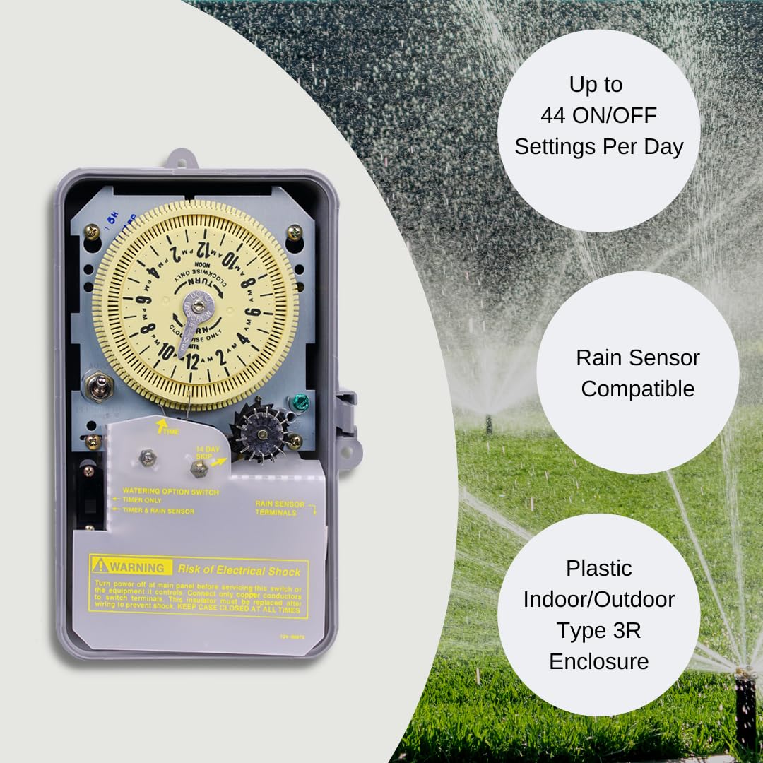 Intermatic R8816P101C 240V 3HP Sprinkler & Irrigation Timer - Smart Watering Controller with 14-Day Programmable Schedule, Rain Delay Feature for Efficient Lawn & Garden Irrigation - Perfect for Residential & Commercial Landscaping
