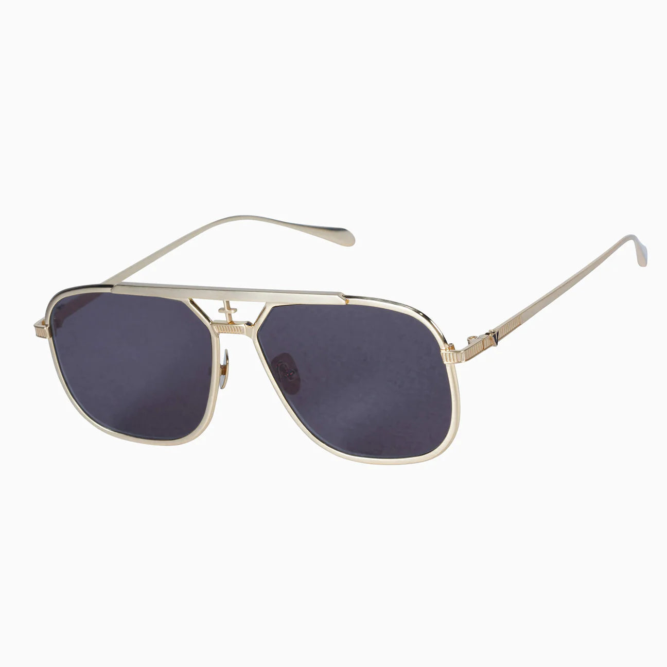 Capita Brushed Gold Titanium Sunglasses with Black Lens - Stylish UV Protection for Outdoor Activities & Driving