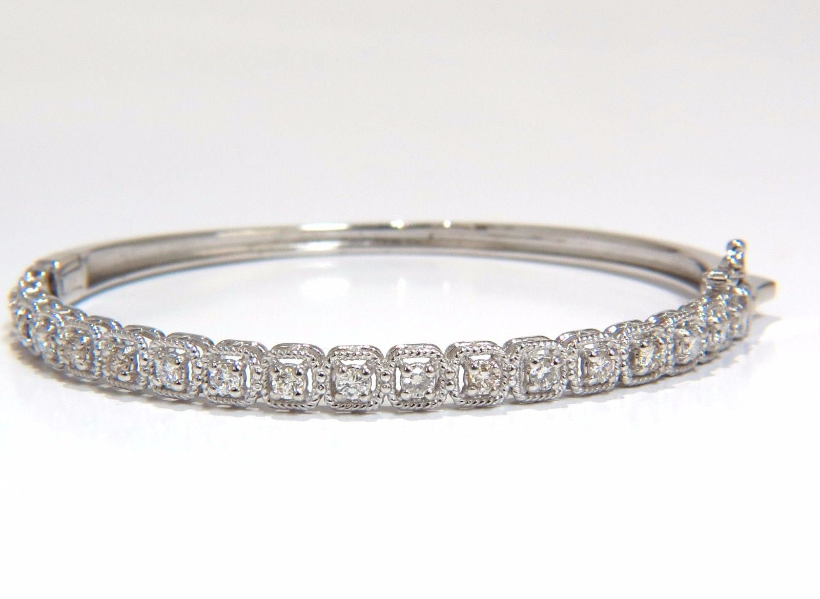 0.90CT Square Rope Twist Encrusted Natural Diamond Bangle Bracelet in 14K Gold - Perfect for Weddings, Anniversaries & Special Occasions