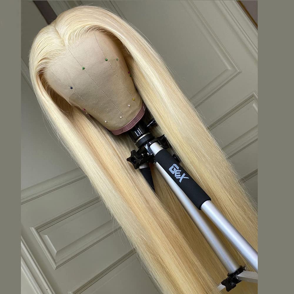 ANDRIA Blonde 13x4 HD Lace Front Wig - 26 Inch Long Straight Synthetic Hair with Pre-Plucked Hairline & Baby Hair | Heat Resistant Glueless Lace Wig for Black Women | Perfect for Daily Wear, Cosplay, Parties & Special Occasions
