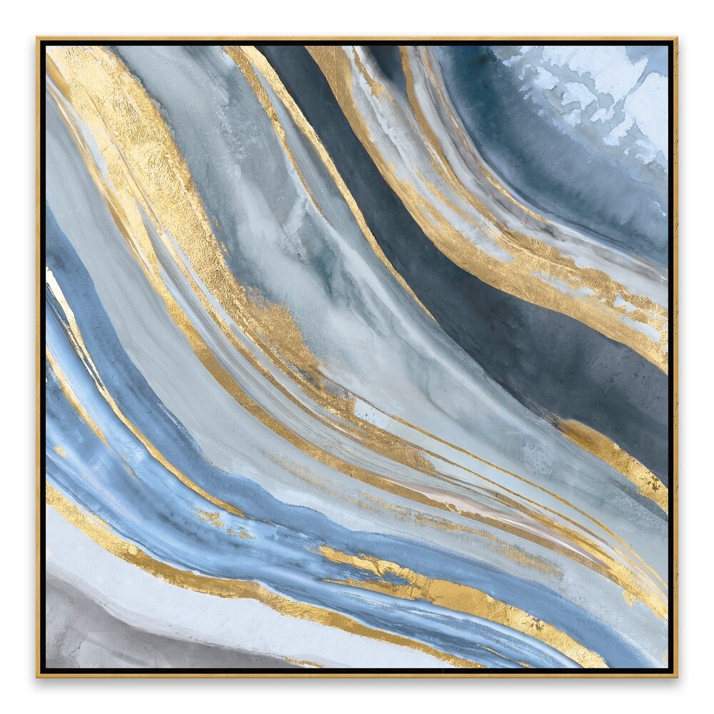Hand-Embellished Agate II Gold Framed Canvas Wall Art - 27.875