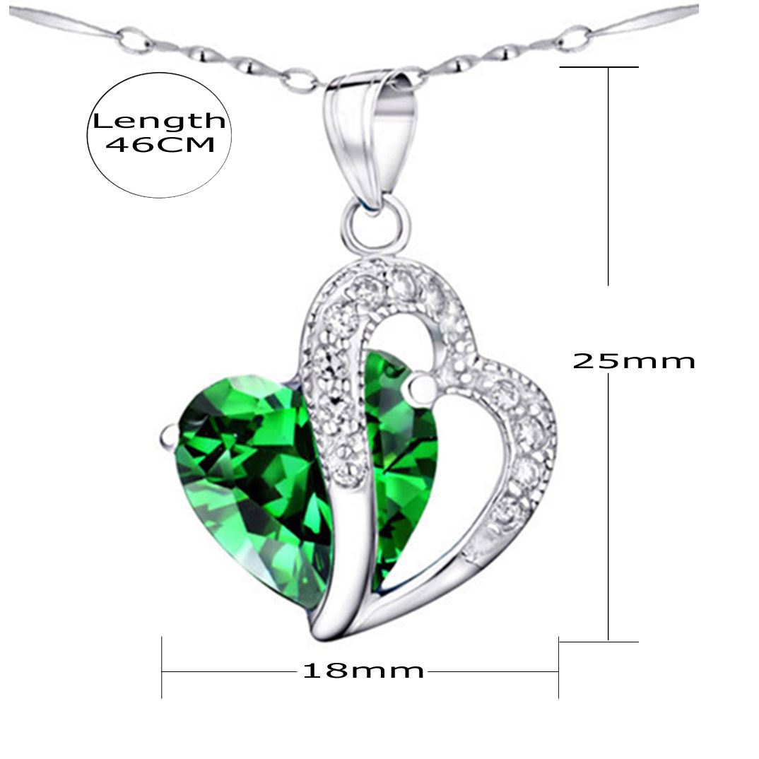 Elegant MABELLA Simulated Gemstone Double Heart Pendant Sterling Silver Necklace for Women - Perfect Gift for Valentine's Day, Anniversary & Romantic Occasions