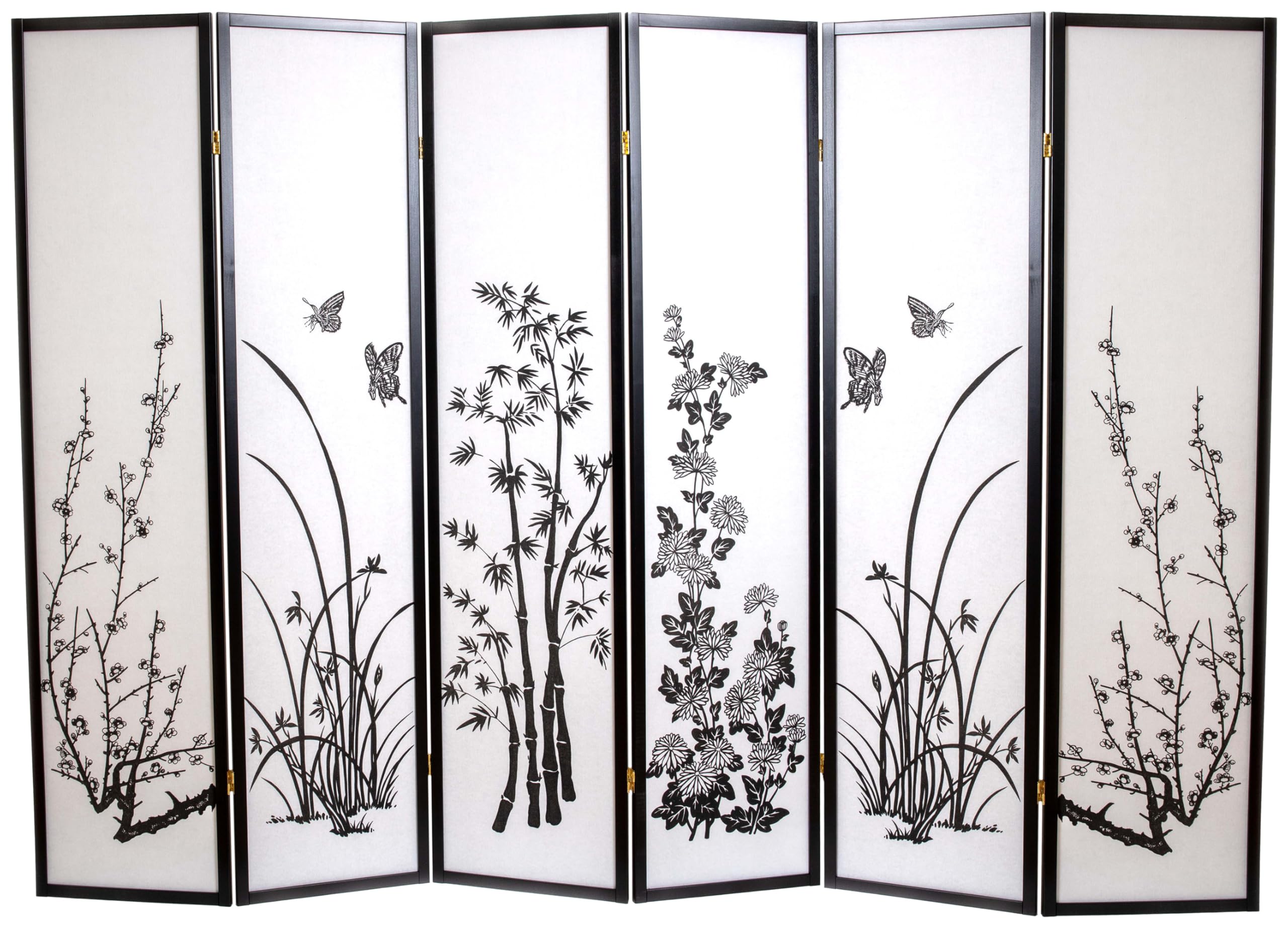 Legacy Decor 6-Panel Bamboo Print Room Divider Privacy Screen - 71