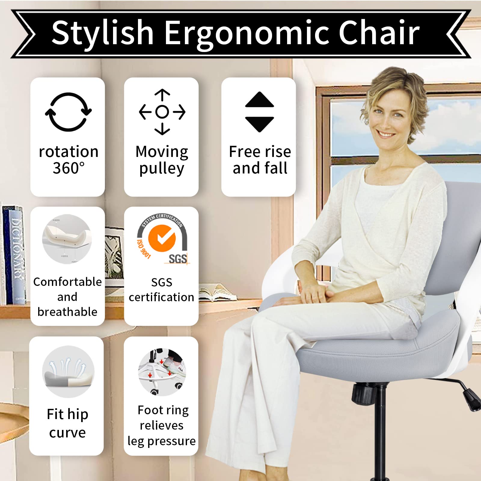 Ergonomic Drafting Chair with Lumbar Support & Foot Ring - Adjustable Swivel Task Chair for Standing Desks & Office Work - Grey - Perfect for Architects, Designers & Long Hours at Computer