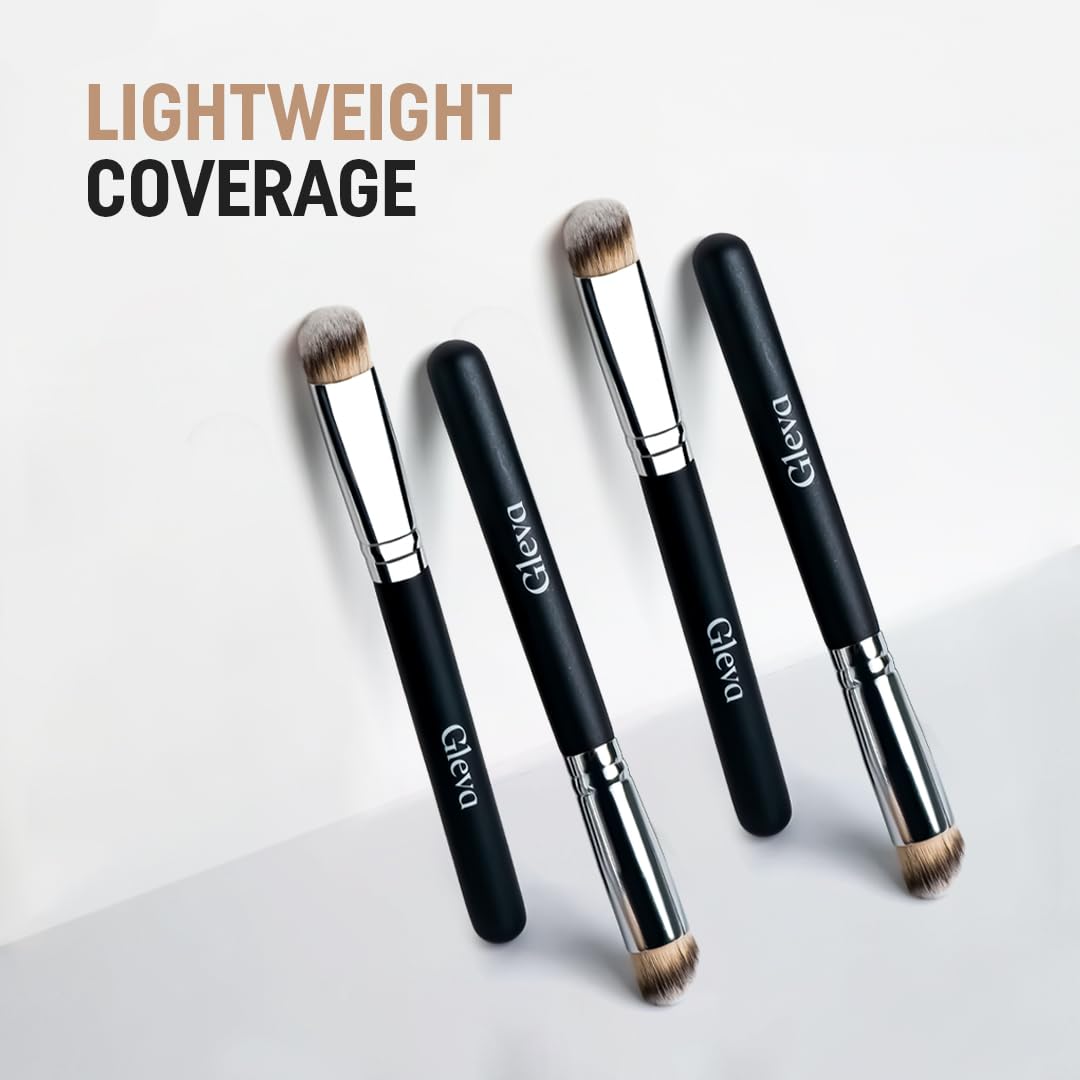 Gleva Angle Flat Small Concealer Brush - Synthetic Nose Contour Brush for Bronzer & Eye Cream | Perfect for Makeup Application & Blending