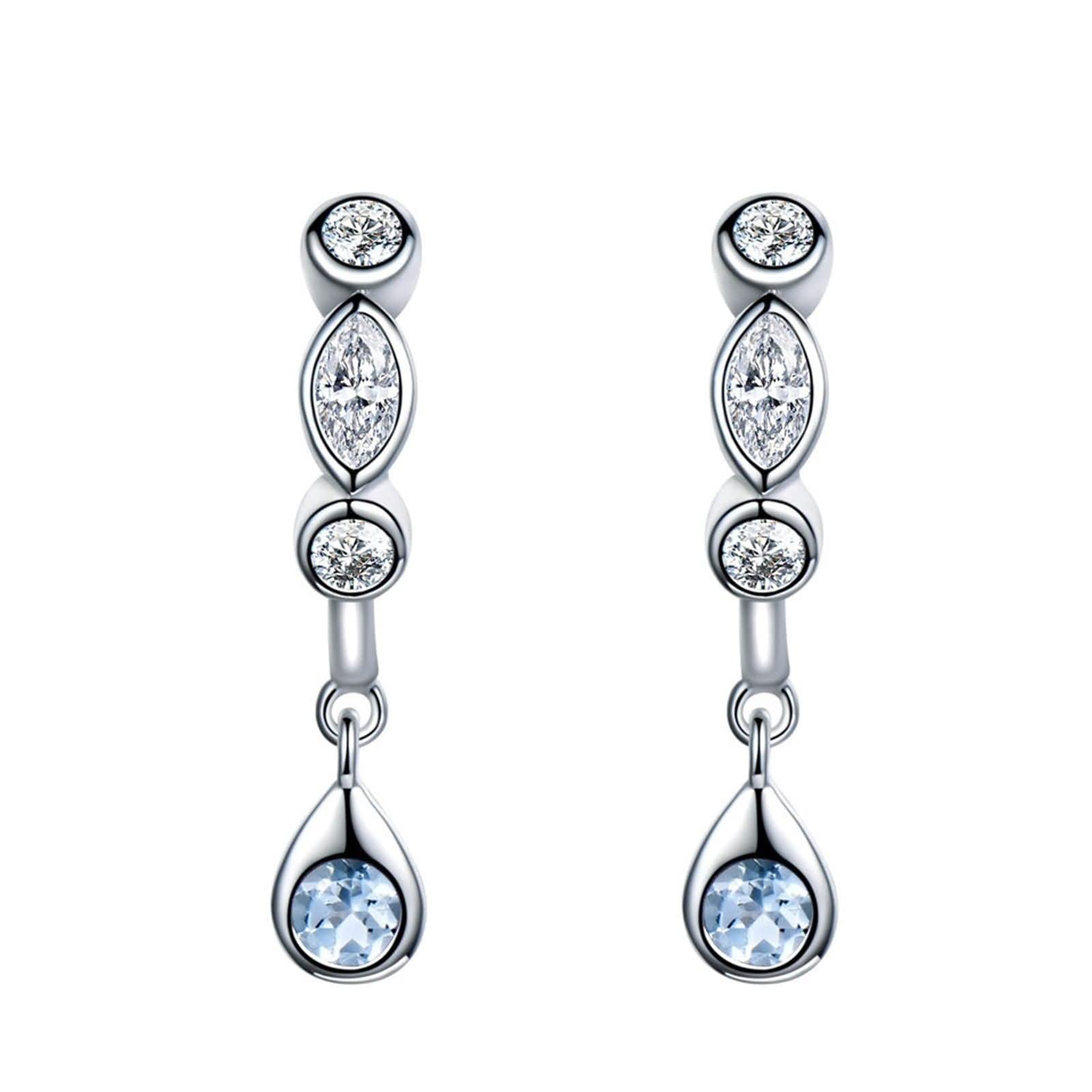 Daesar Sterling Silver Dangle Earrings for Women - Marquise Cubic Zirconia Drop Earrings in Purple, Blue & Green | Elegant Waterdrop Design for Parties, Weddings & Special Occasions