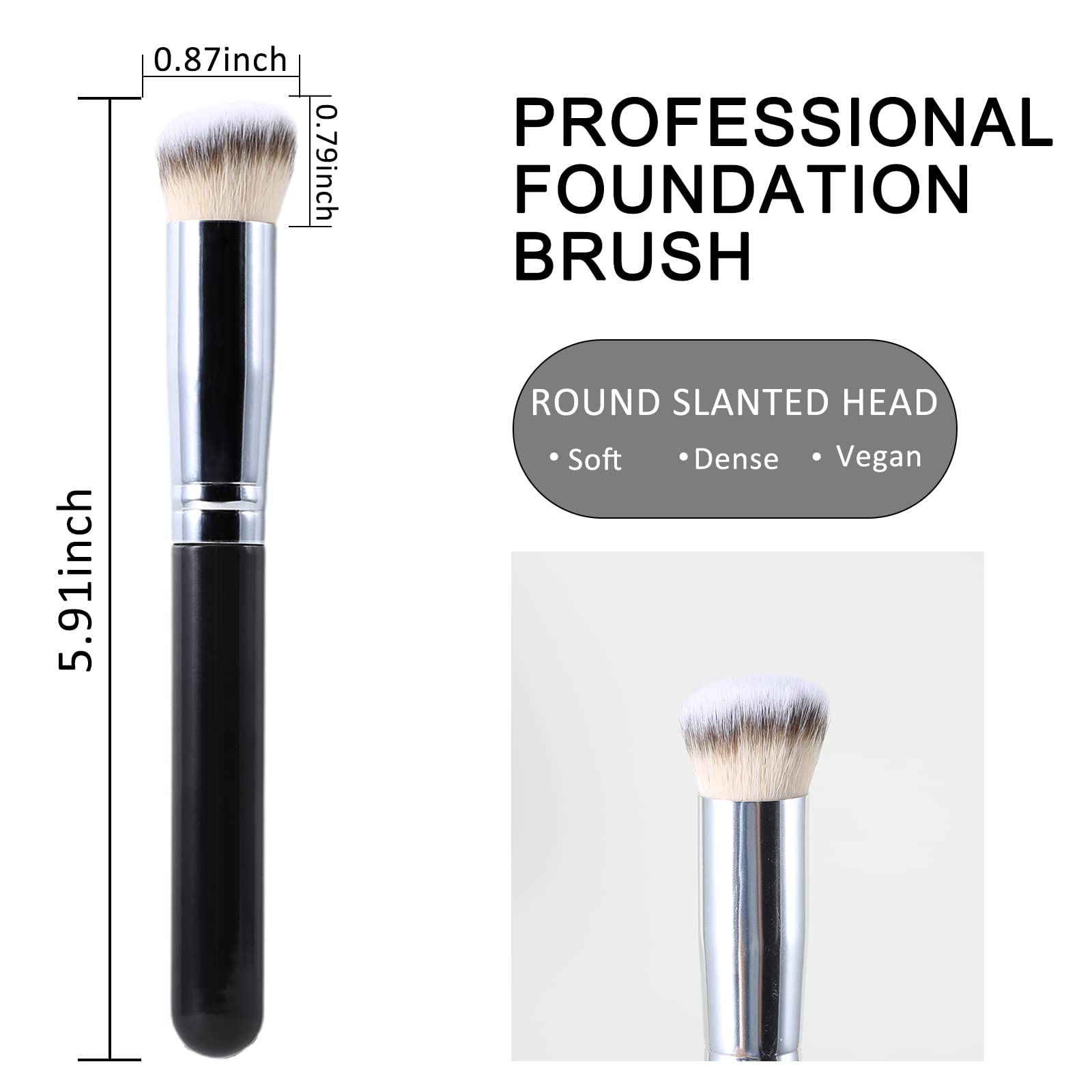 Erinde 3PCS Angled Concealer & Foundation Brush Set - Professional Makeup Brushes for Liquid, Cream, Powder Cosmetics - Perfect for Under Eye Concealer, Contouring & Blending - Ideal for Daily Makeup, Professional Looks & Travel