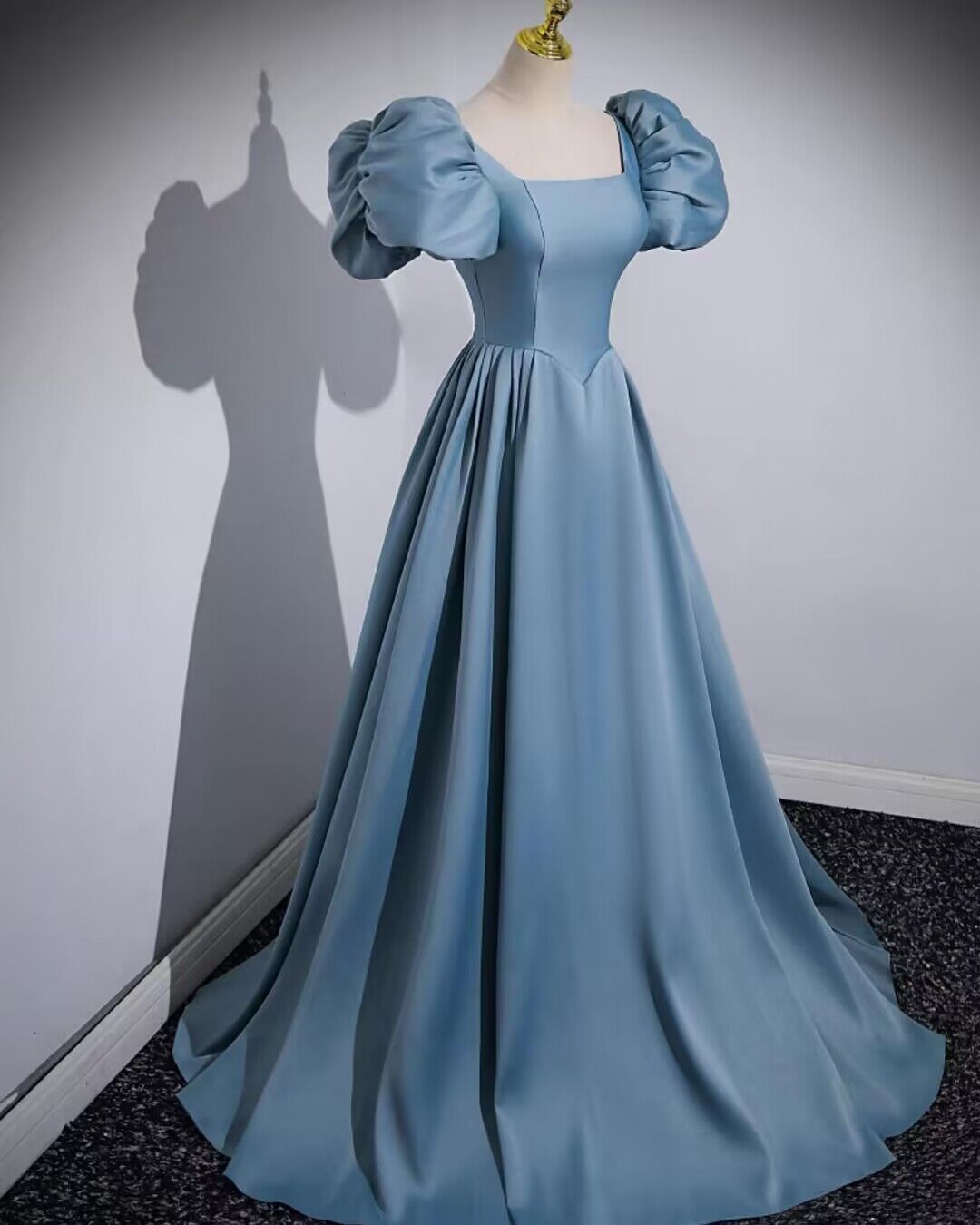 Blue A-Line Short Sleeve Prom Dress J2796 - Elegant Party Gown for Homecoming, Graduation & Formal Events