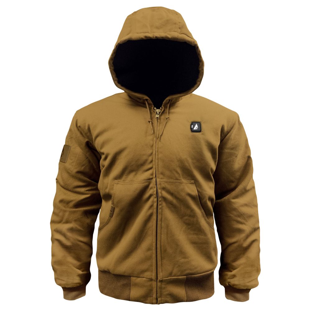 ActionHeat AH WJKT 5V Battery Cordless Heated Work Jacket for Men - Khaki XL | Winter Outdoor Construction, Hunting & Cold Weather Gear