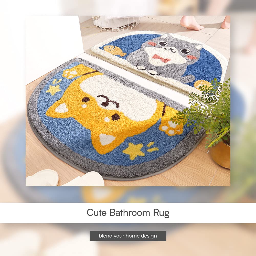 Cute Cat Bathroom Rug 17.5x29.5 Inch - Soft Plush Microfiber Bath Mat for Kids & Adults, Absorbent Non-Slip Shower Rug, Easy Care Entryway Doormat for Bathroom, Bedroom, Nursery - Perfect Gift for Animal Lovers