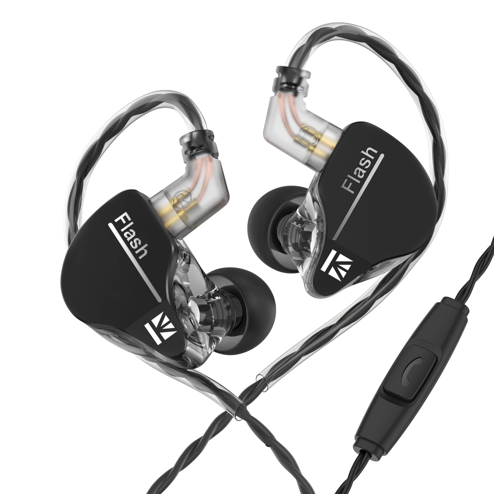 KeepHiFi KBEAR Flash HiFi In-Ear Headphones - Dual Driver Hybrid Wired Earbuds with CNC Aluminum Alloy Cover, Detachable 2PIN-C Cable (2m with Mic) for Audiophiles, Musicians & Studio Monitoring - Perfect for Music Listening, Gaming & Professional Audio Work