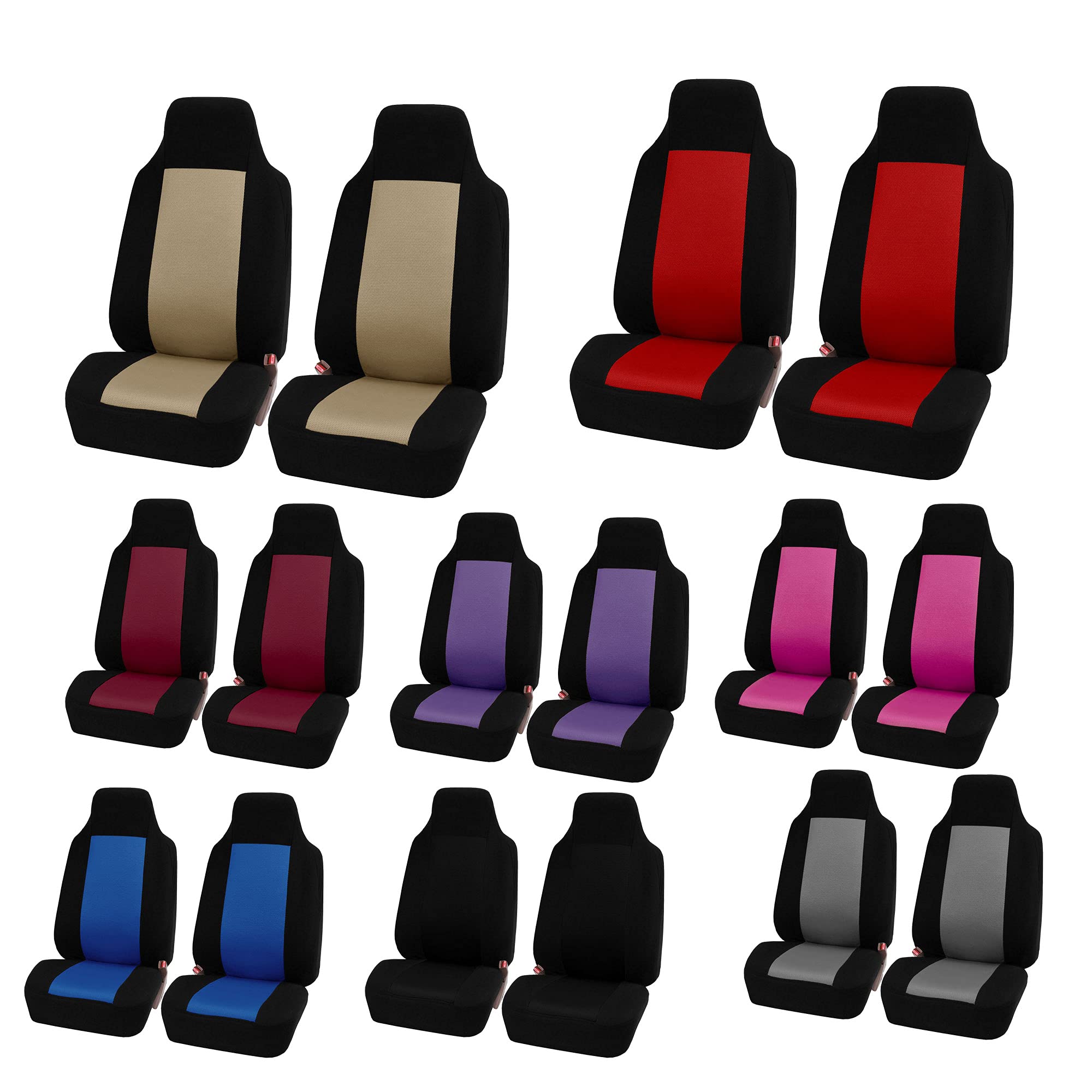 Premium FH Group Universal Fit Car Seat Covers - 1-Piece Washable Cloth Bucket Seat Covers for SUV, Sedan & Van (Beige) | Durable Protection & Comfort for Daily Commute, Road Trips & Family Travel