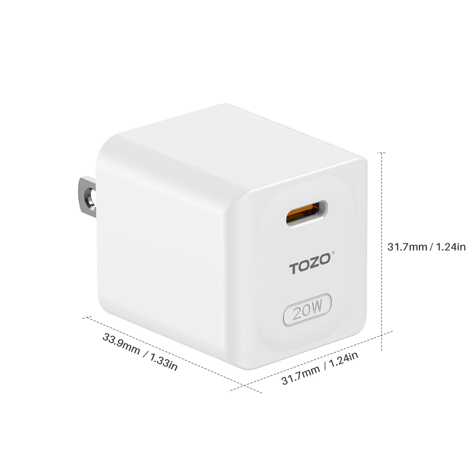 TOZO Upgraded 20W PD Fast Charger - USB C Wall Charger Block for iPhone 16/15/14/13/SE/12 Series & Samsung Galaxy S24/S23/S22 Series - Matte White Portable Charging Adapter for Home, Office & Travel
