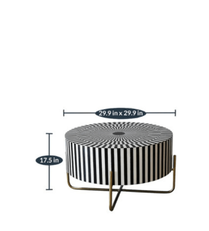 Handmade Striped Waterfall Pattern Coffee Table - Bone Inlay Wooden Furniture for Living Room, Lounge & Home Decor | Modern Boho Style Accent Table