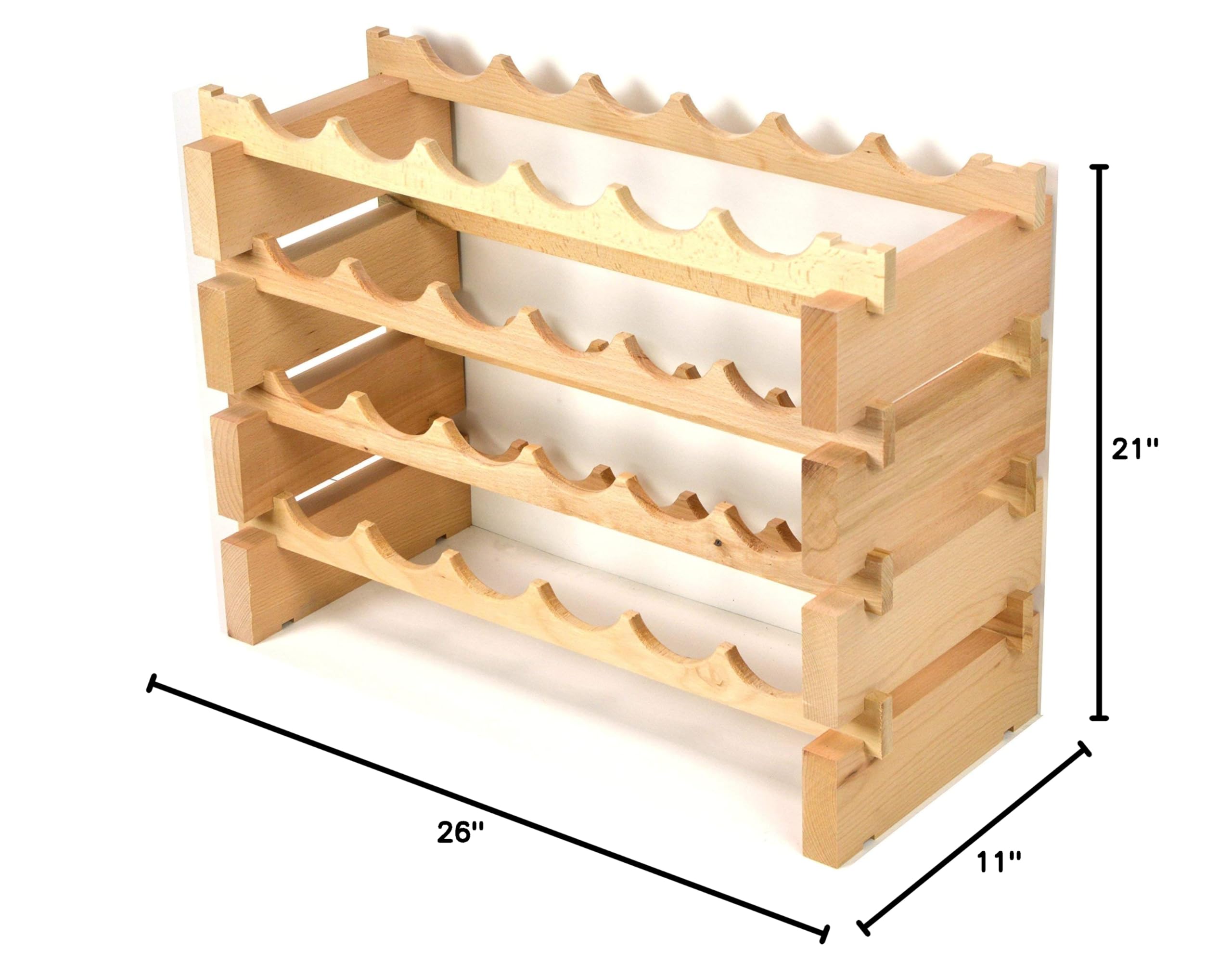 Premium Modular Beechwood Wine Rack - Holds 24 to 72 Bottles (6 Bottles Across, Up to 12 Rows) - Space-Saving Storage Solution for Home Bars, Wine Cellars & Restaurants - Newest Improved Design (24-Bottle 4-Row Starter Set)