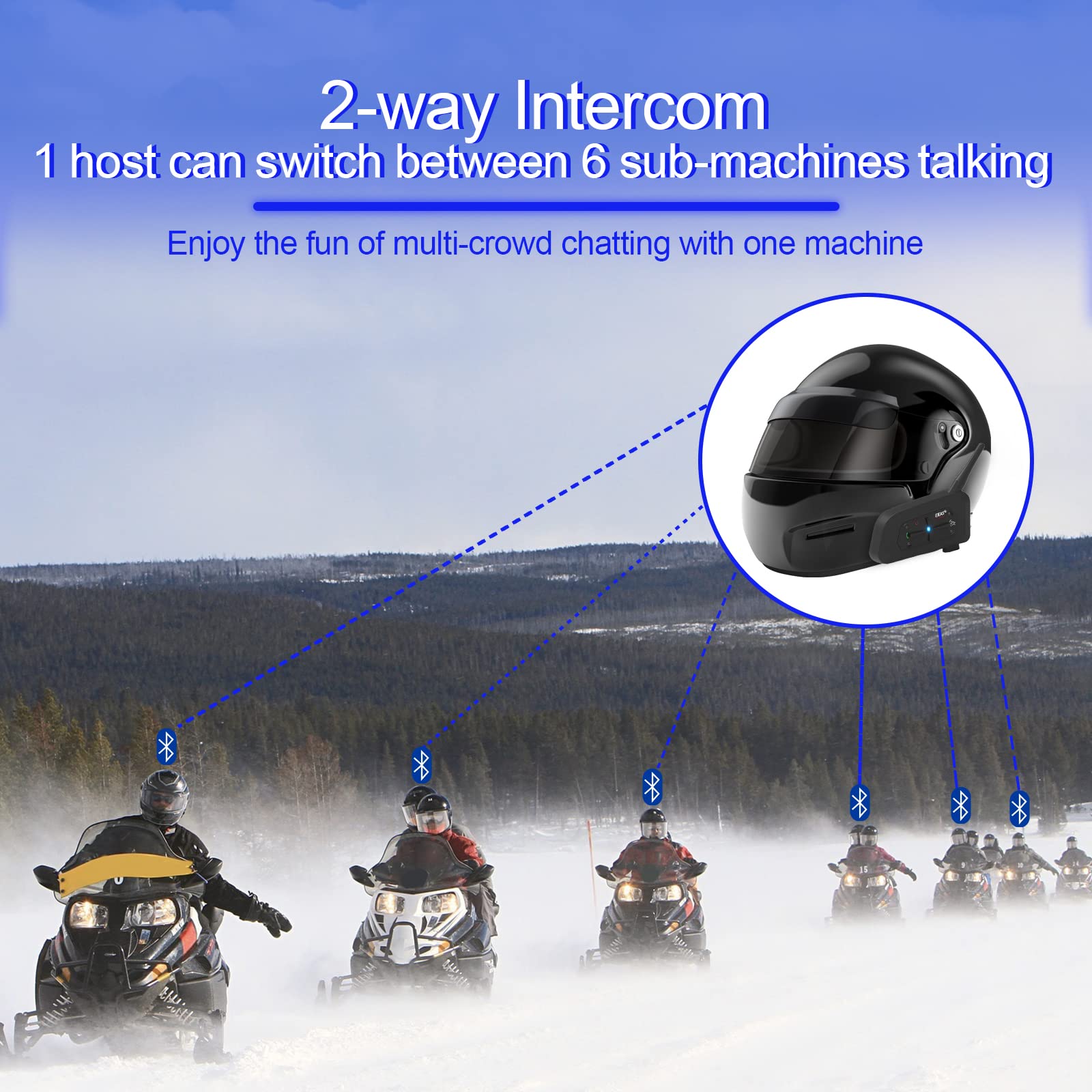 EJEAS V7 Motorcycle Bluetooth Helmet Intercom Headset - 2 Pack, Full Duplex Wireless Communication for 2 Riders, Expandable to 7 Devices - Perfect for Motorcycling, Skiing, Snowboarding & Outdoor Adventures